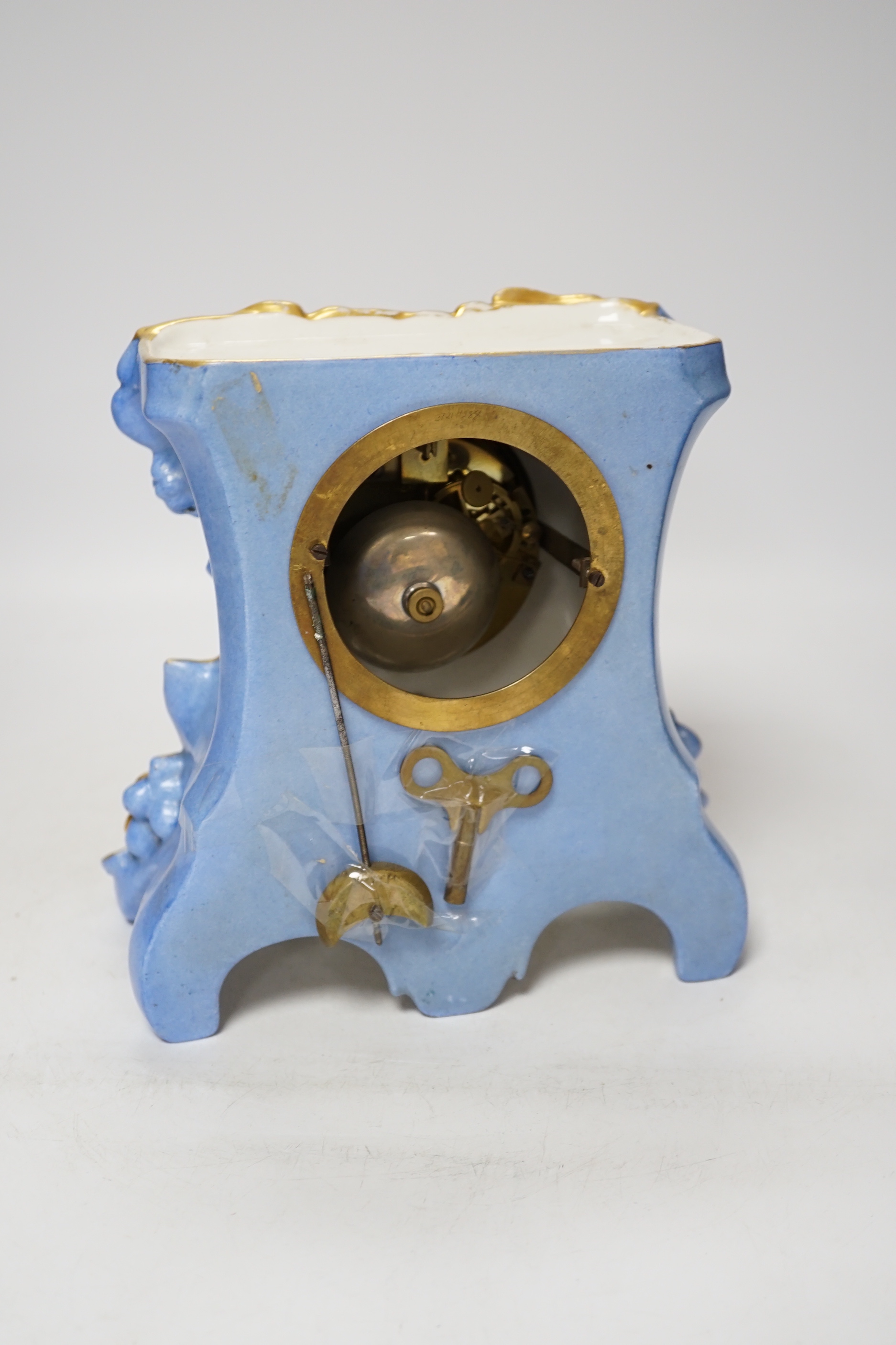 A Charles Bafard of Paris, porcelain aesthetic mantel clock, 21cm wide x 20cm high